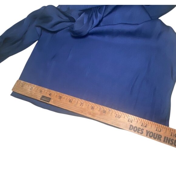 Flowy Dark Blue Wide-Leg Pants Elastic Waistband Side Pockets Lightweight Soft - Picture 5 of 7